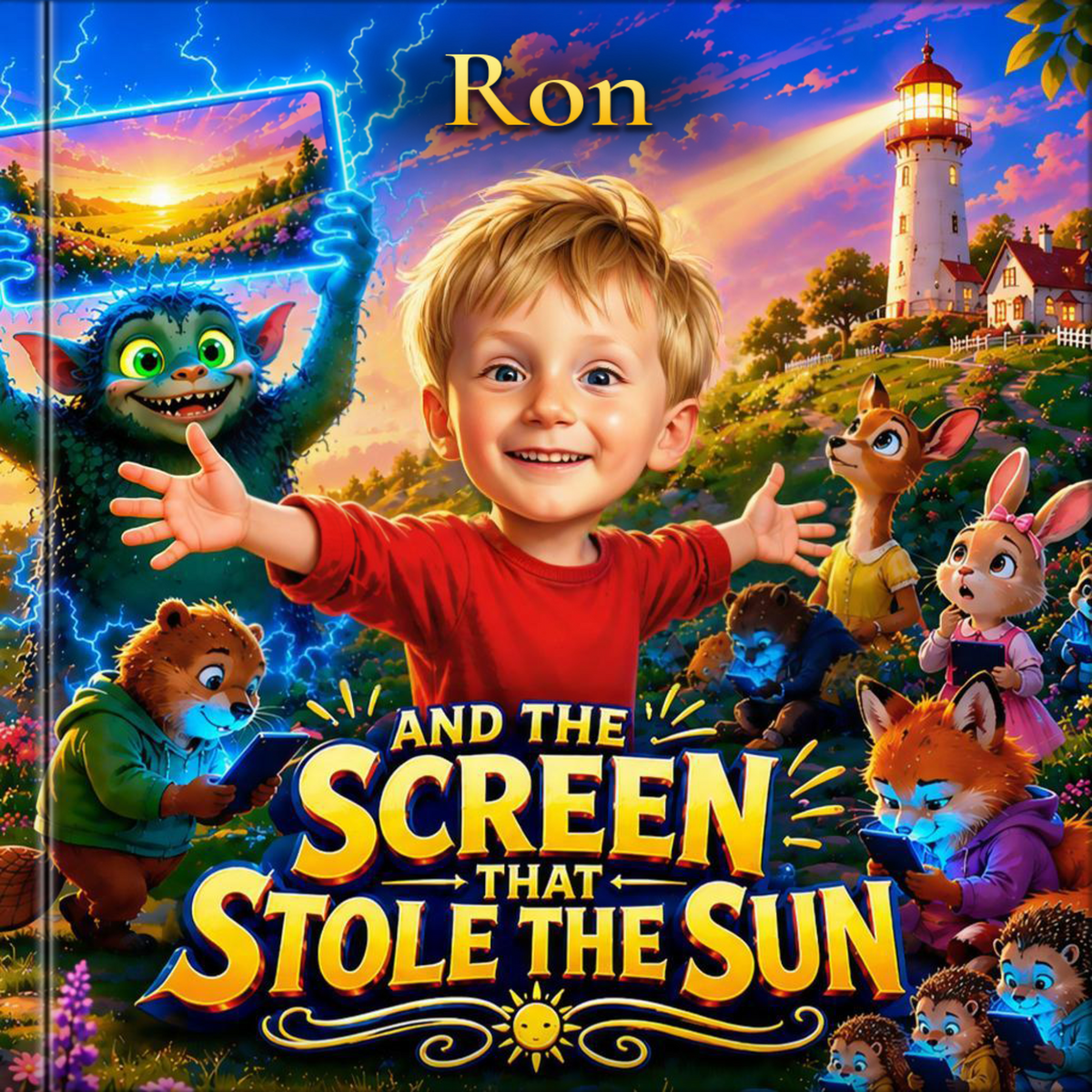Sunny Valley Book 1 — The Screen that Stole the Sun, personalized with your child's name and face